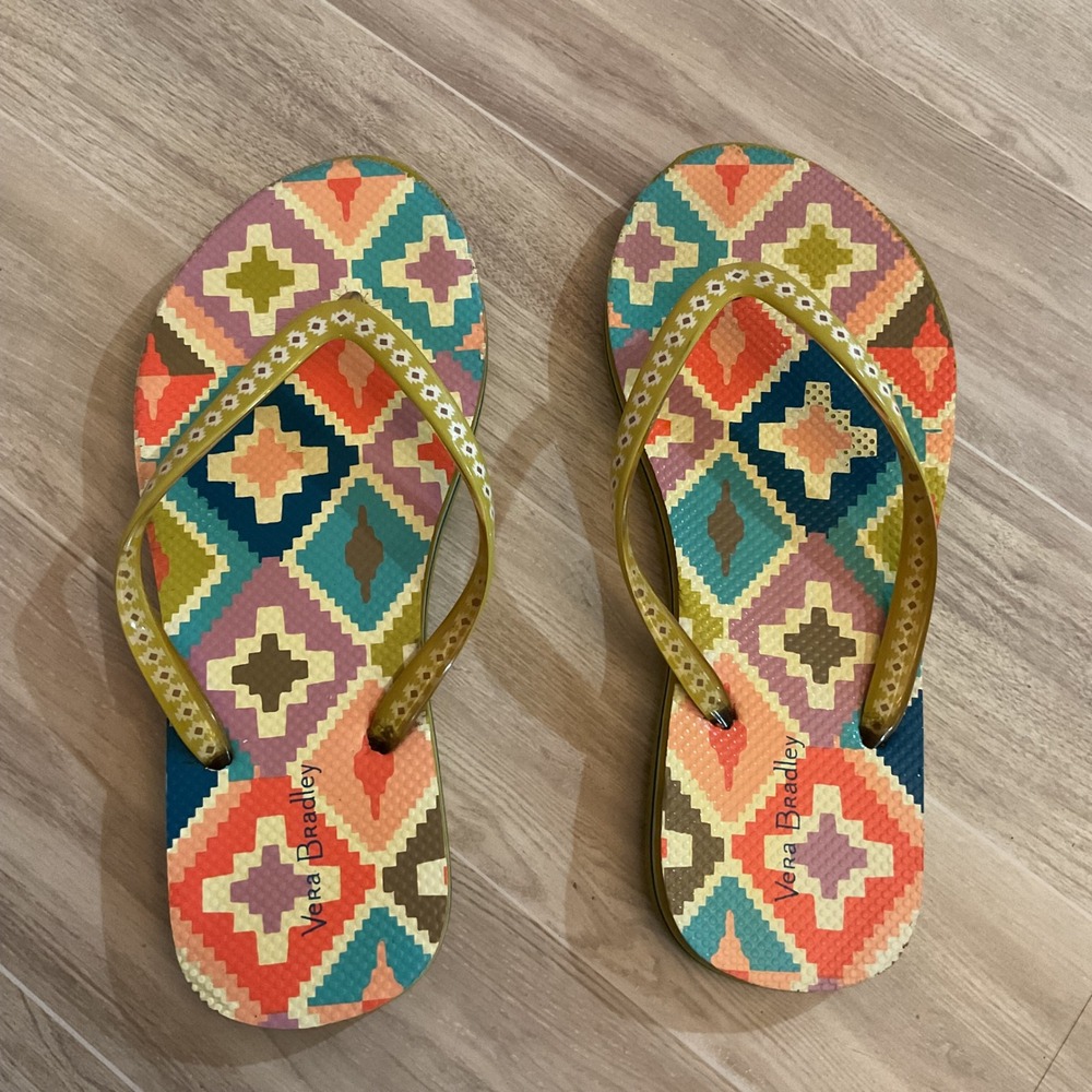 Vera‎ Bradley Flip Flops HACIENDA DIAMONDS Thong Sandals summer Sz 5